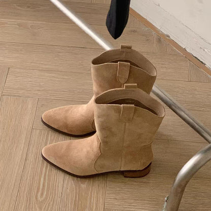 Pointed Toe Chunky Heel Western Cowboy Boot Women's Fashion Temperament