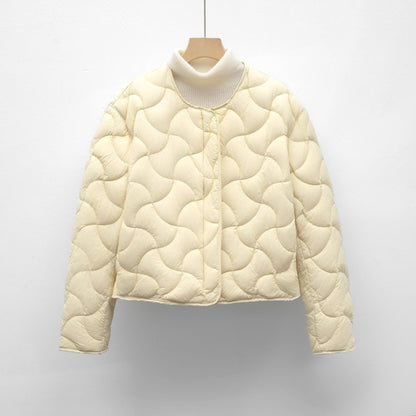 Loose Minimalist Style Lightweight Round Neck Short Jacket