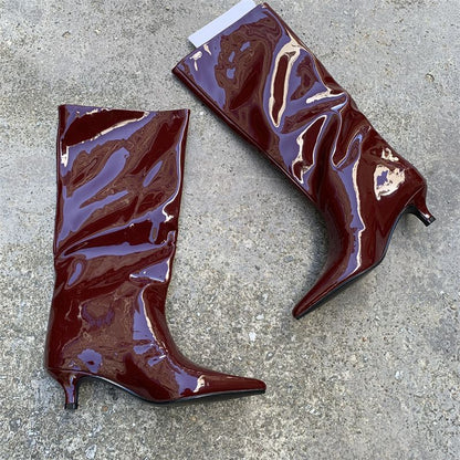 Women's Solid Color Fashion All-match Outer Wear High Tube Pointed Boots