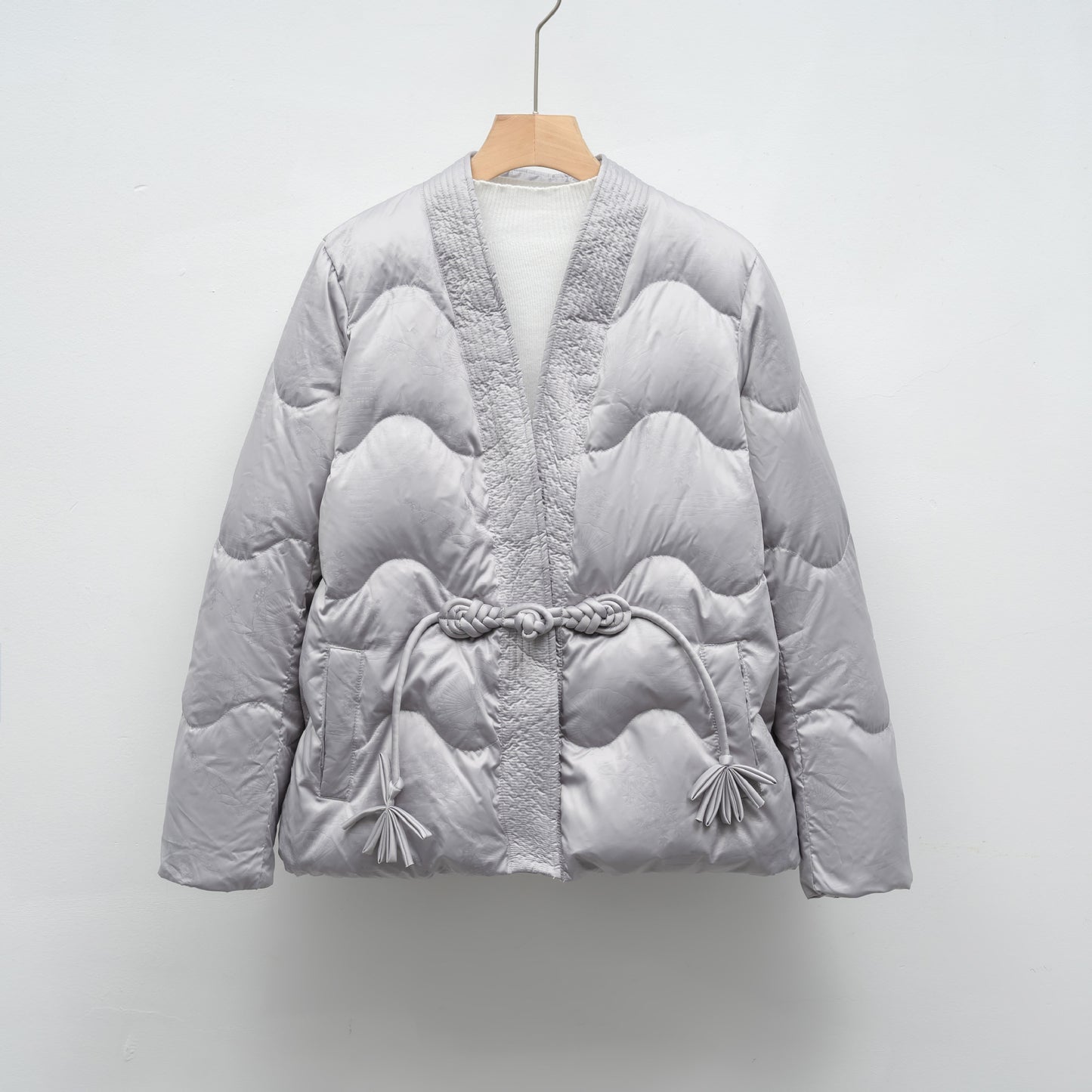 Casual Autumn And Winter Minimalist Chinese-style Solid Color V-neck Loose Jacket