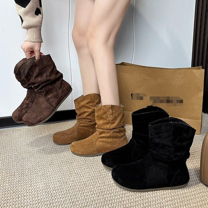 Retro Versatile Round-toe Slim Martin Boots For Women