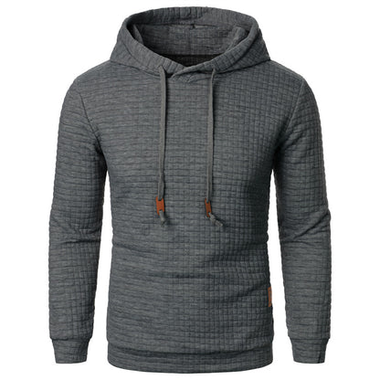 Men's Jacquard Hooded Sweater Long-sleeved Hoodie Warm Solid Sports Top