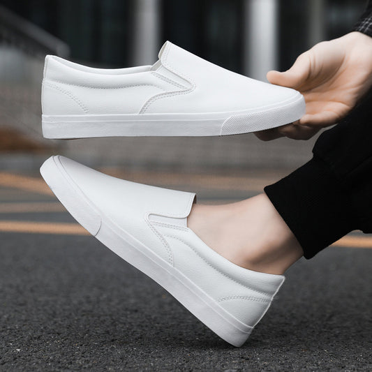 Breathable Flat Casual Sports Leather White Shoes