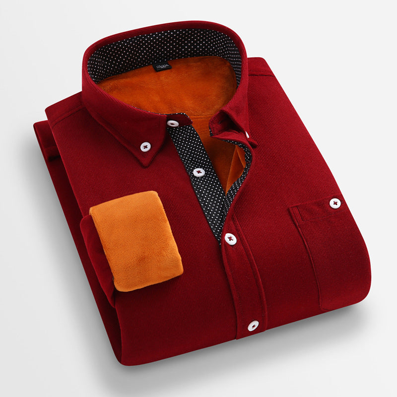 Autumn And Winter Men's Casual Fashion Flannel Shirt Thickened