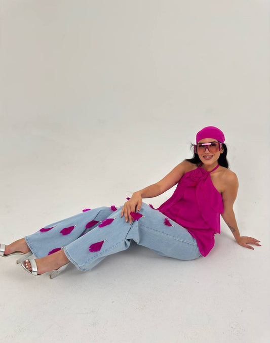 Chic pearl women jeans and top