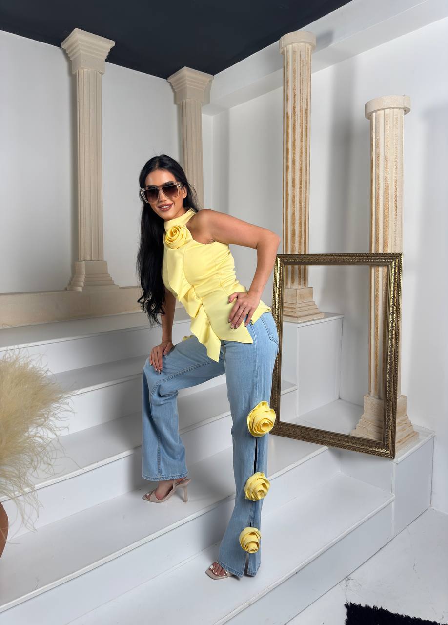 Ashanti ladies two piece jean and top wear