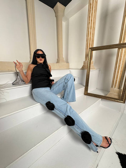 Ashanti ladies two piece jean and top wear