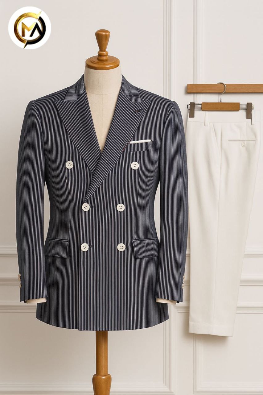 DiCaprio double breast men suit