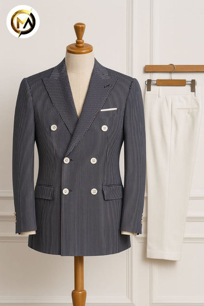 DiCaprio double breast men suit