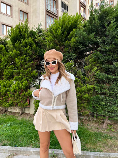 Women's Lambskin Leather Cropped Biker Jackets