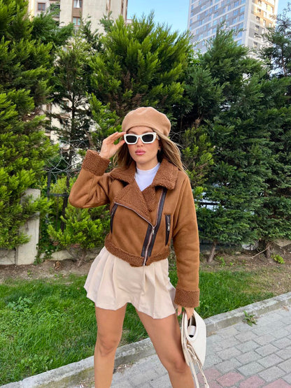 Women's Lambskin Leather Cropped Biker Jackets