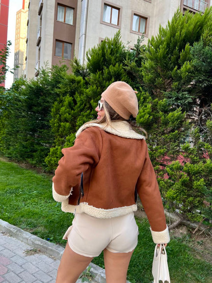 Women's Lambskin Leather Cropped Biker Jackets