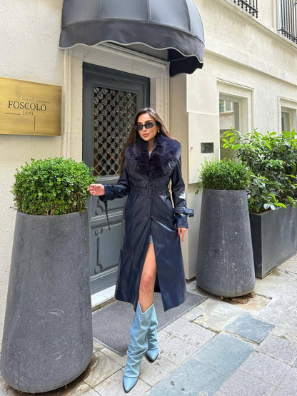 Ramona woman long genuine leather coat