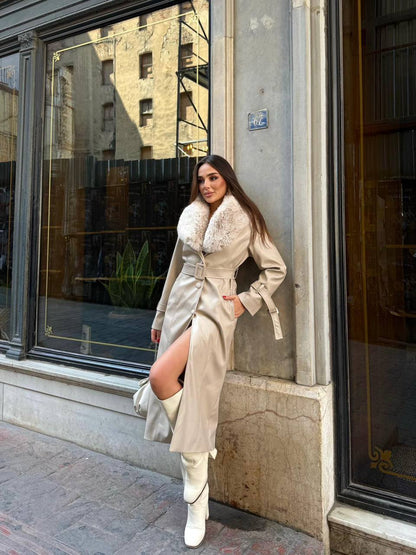 Ramona woman long genuine leather coat