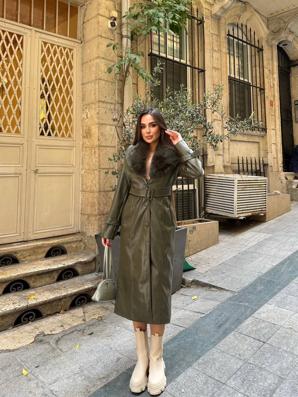 Ramona woman long genuine leather coat