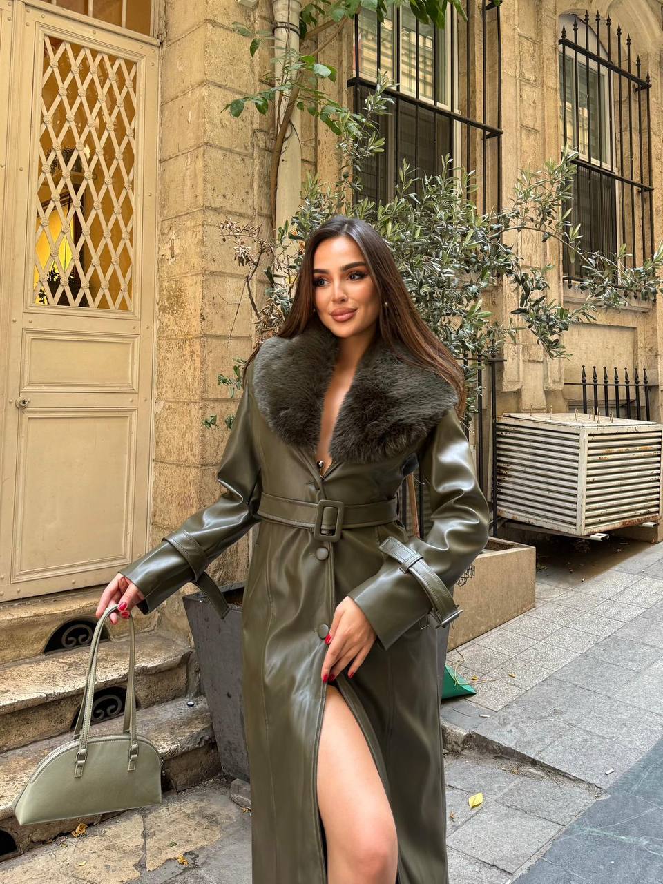 Ramona woman long genuine leather coat