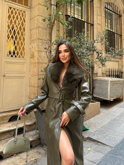 Ramona woman long genuine leather coat