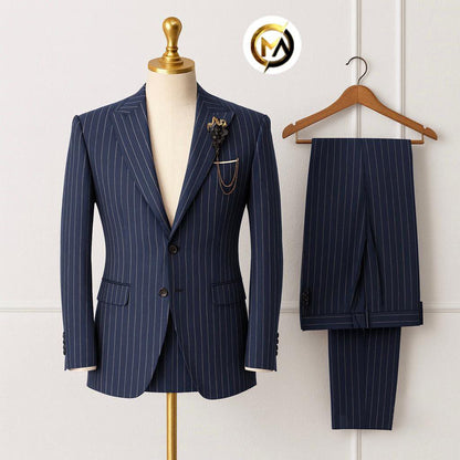 Mead two button stripped men suit