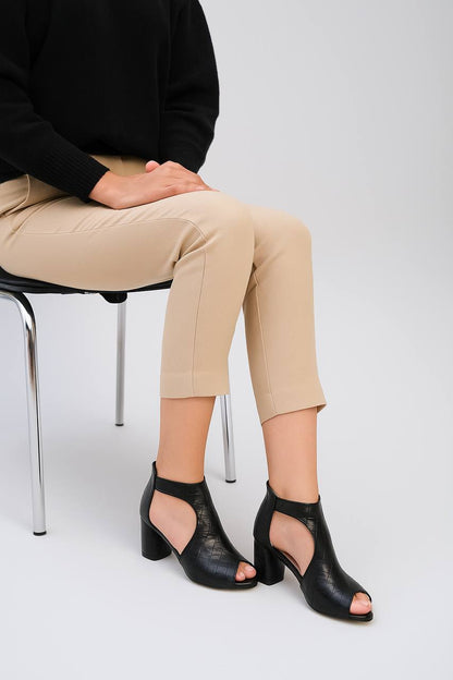 premium high quality leather heeled women heels