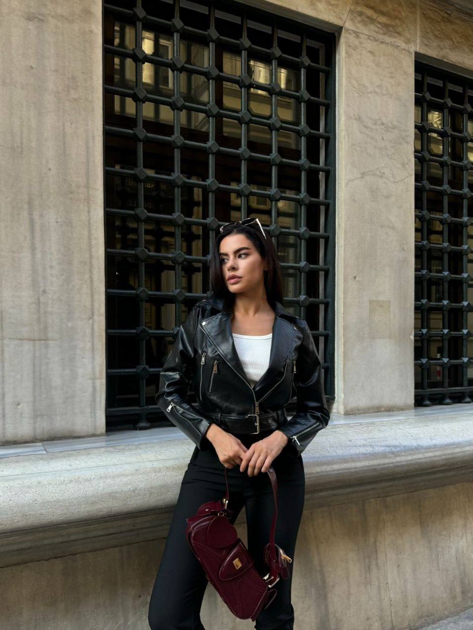 Wayne women classic leather biker jackets