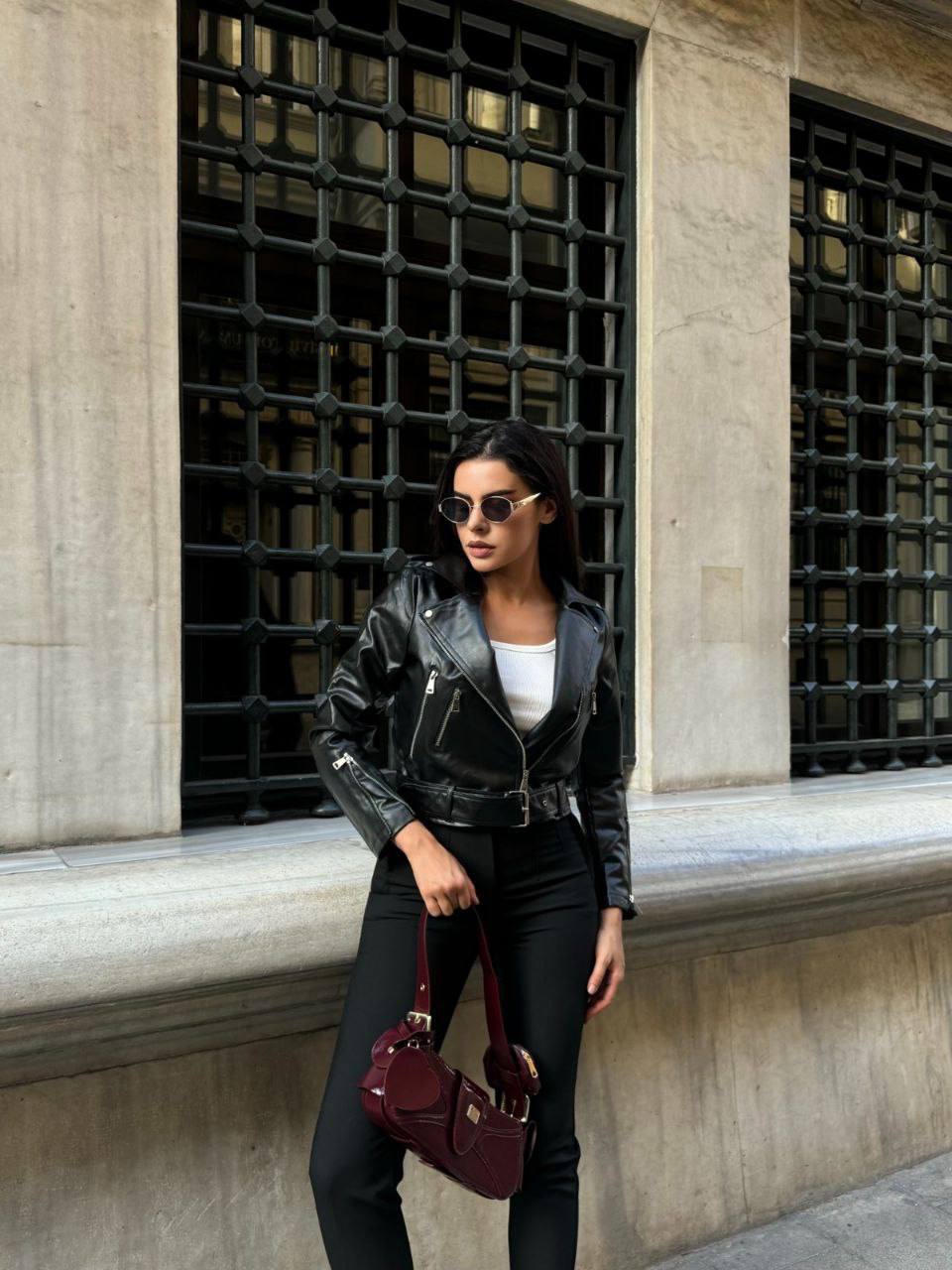 Wayne women classic leather biker jackets