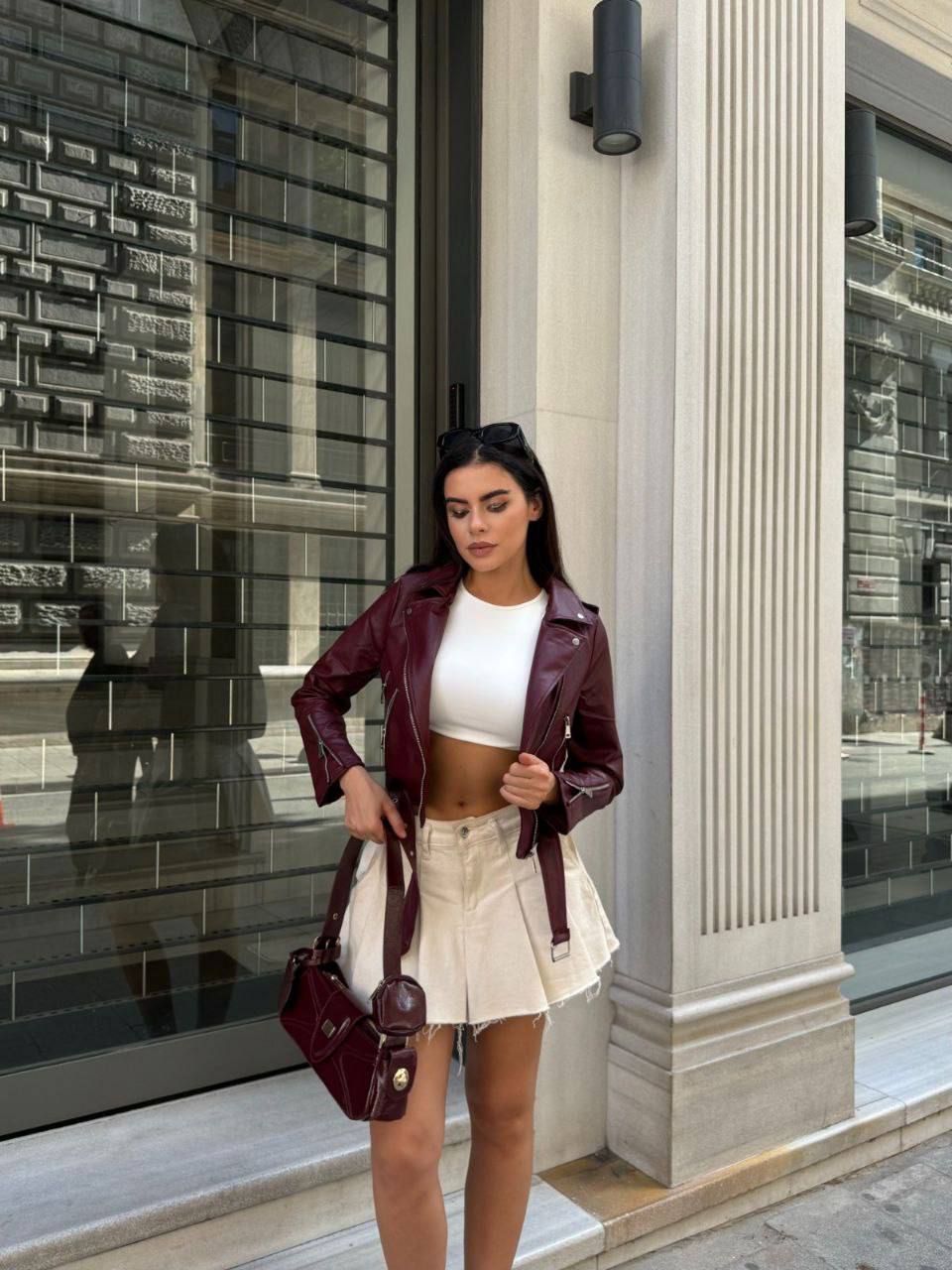 Wayne women classic leather biker jackets