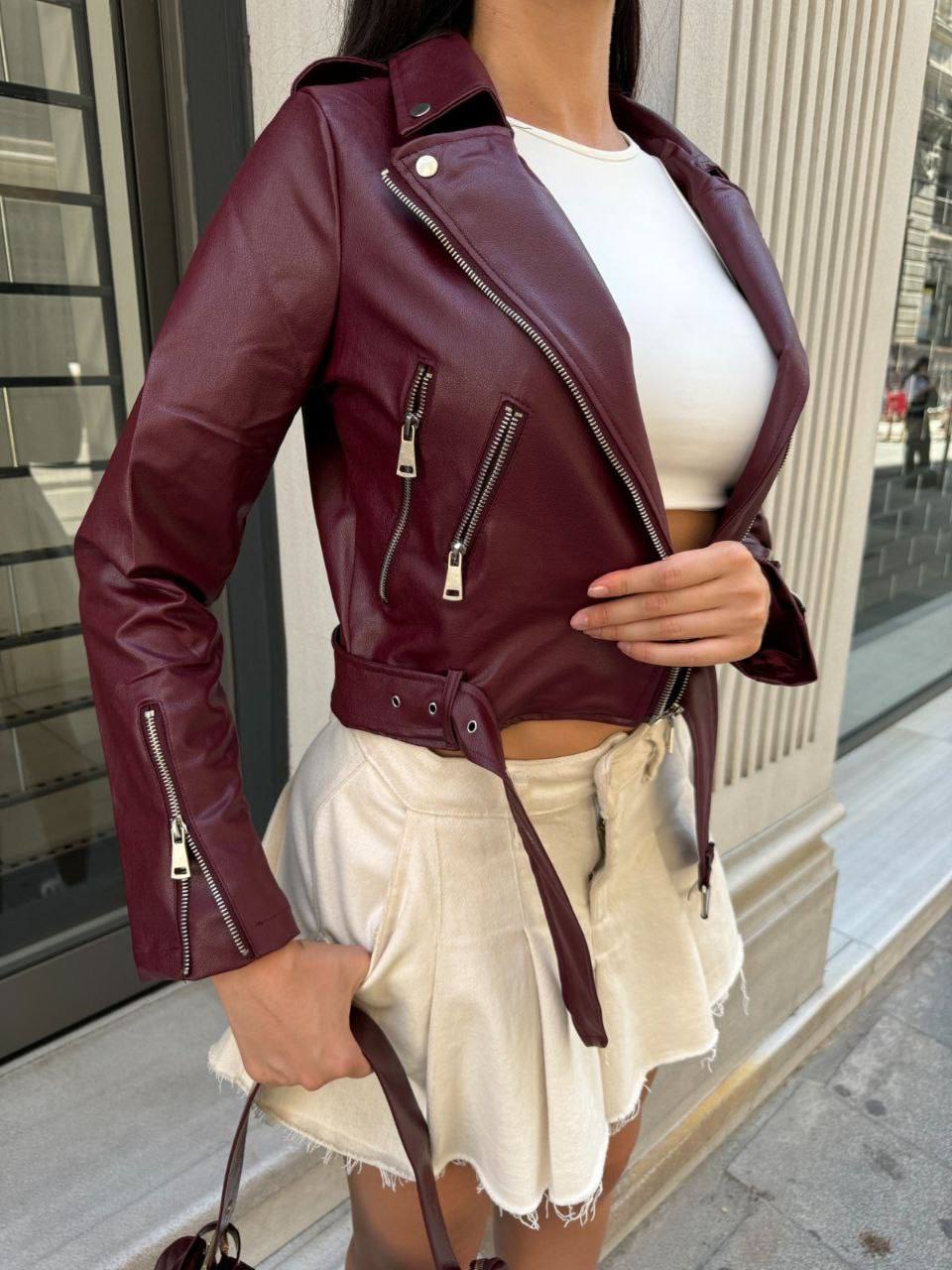 Wayne women classic leather biker jackets