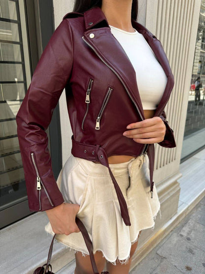 Wayne women classic leather biker jackets