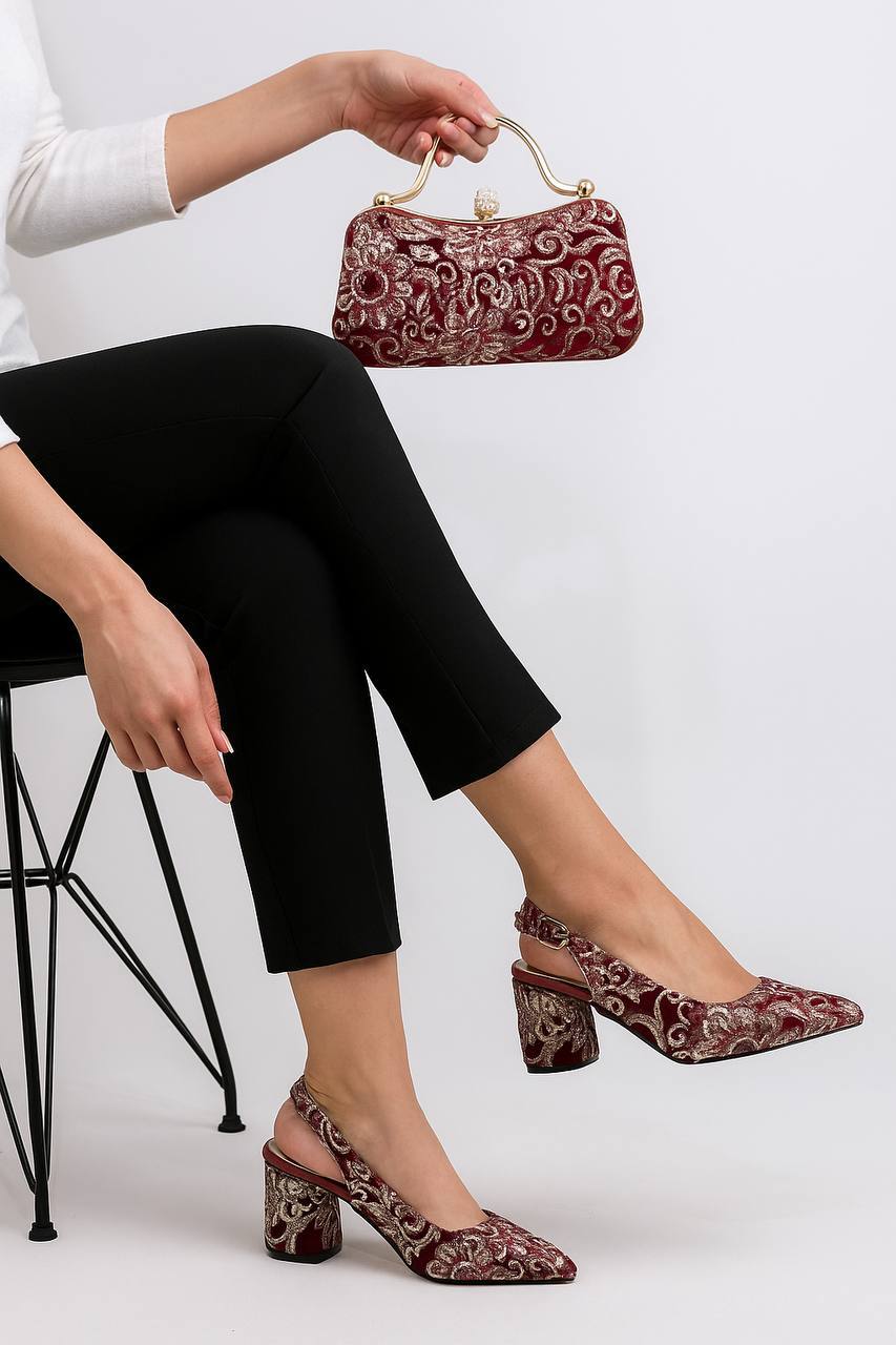 Barbie Floral women shoe and bag set