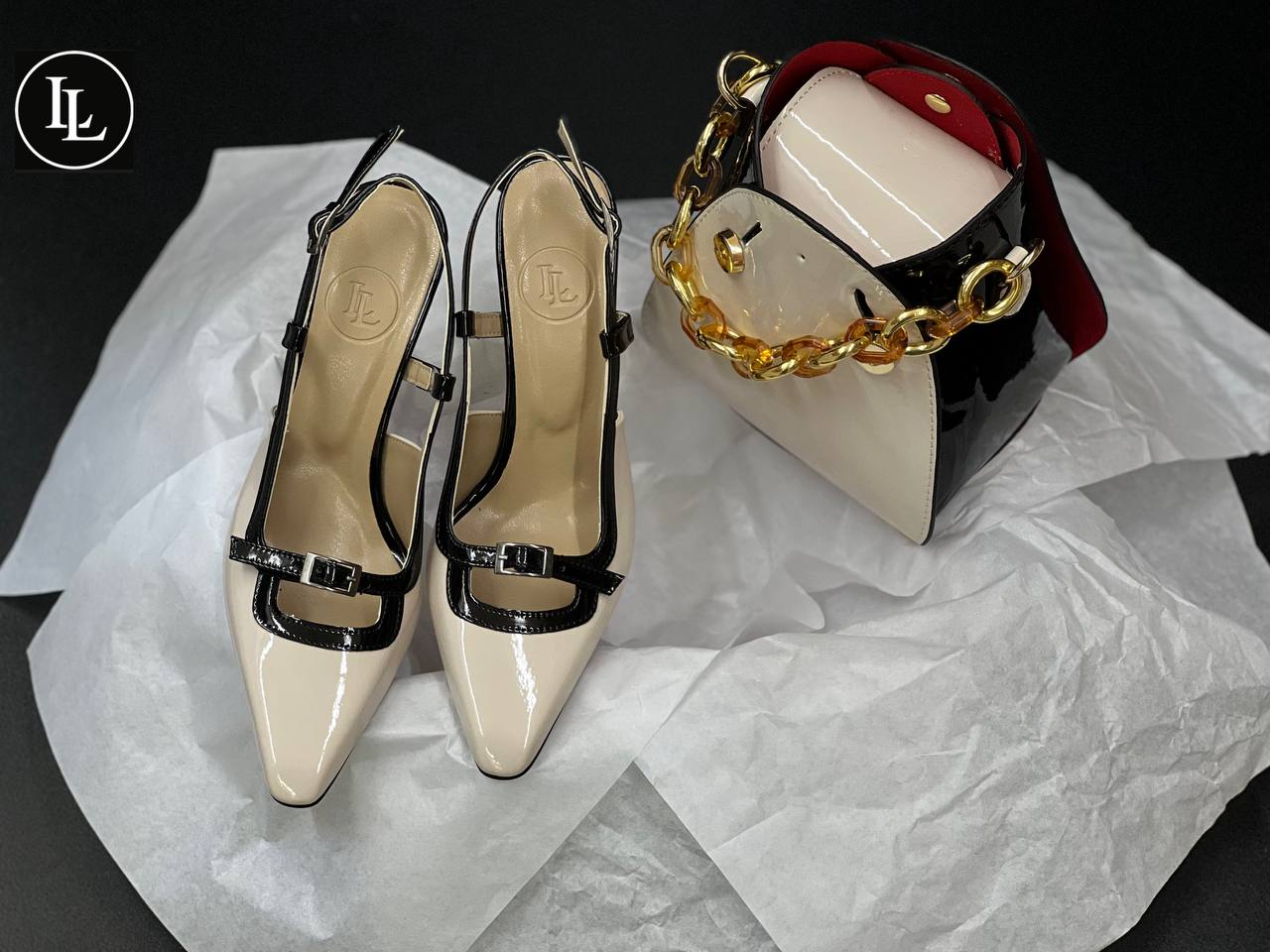 Mendy heeled women shoe and bag set
