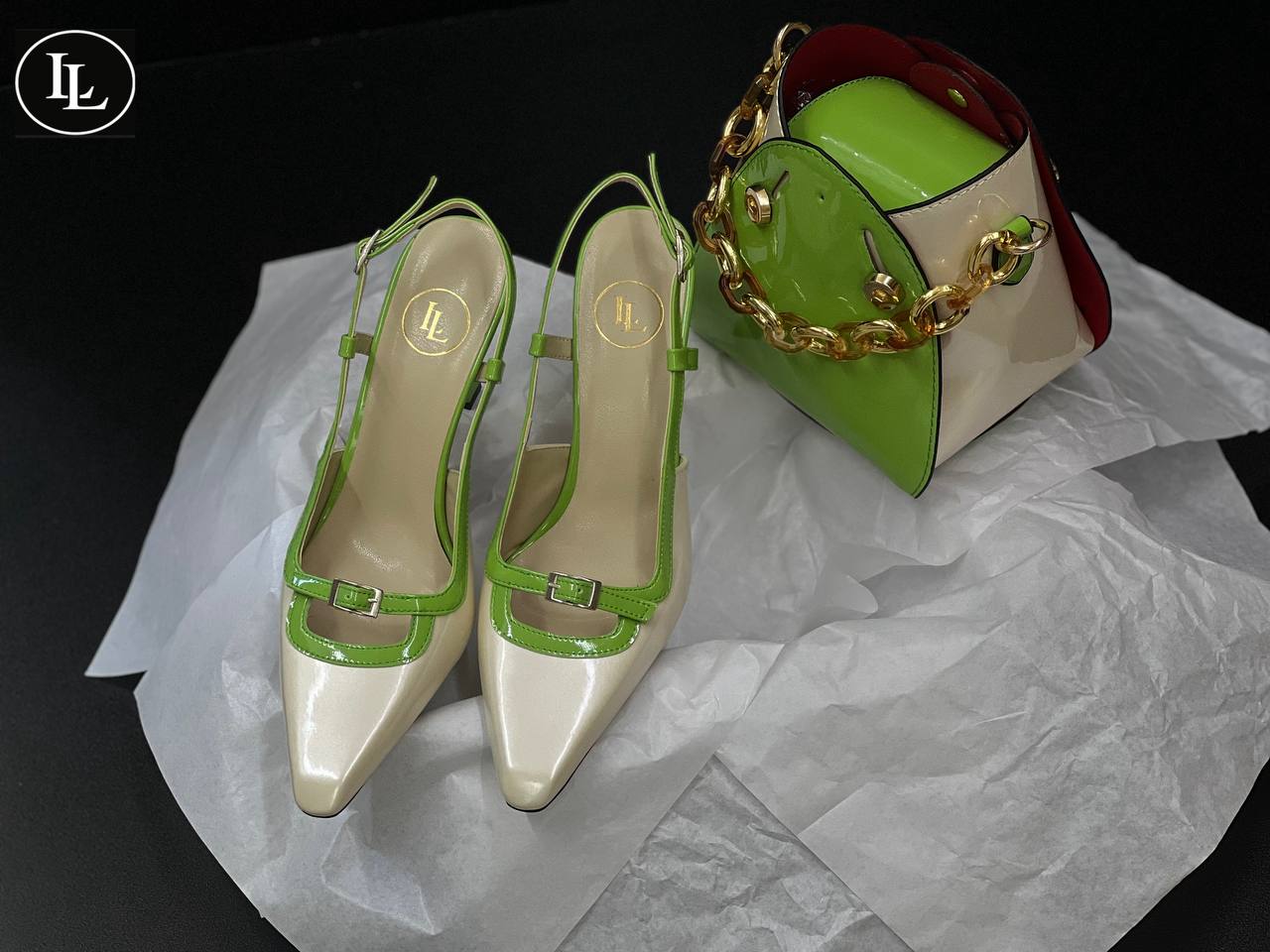 Mendy heeled women shoe and bag set